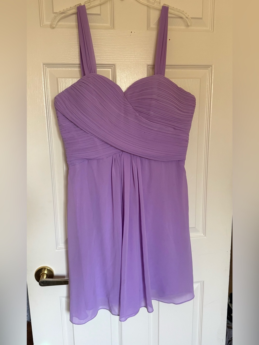 “Ever Pretty” Lilac Chiffon Sweetheart Dress with Pleated Bodice | US 14